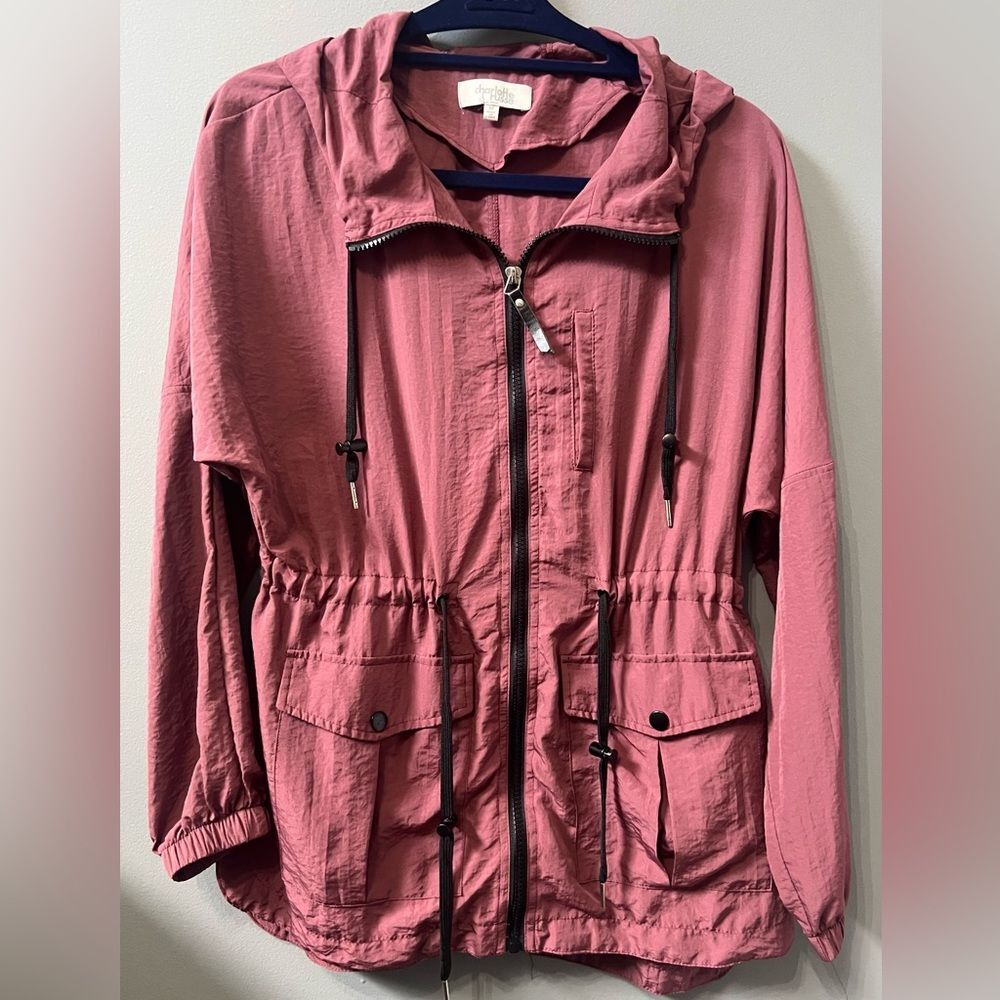 Charlotte Russe Pink Hooded Utility Jacket Medium Gorpcore Lightweight